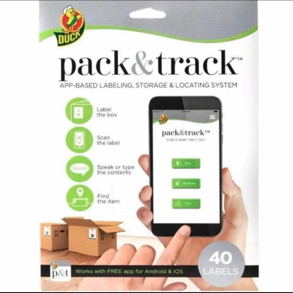 DUCK PACK & TRACK Label System Inventory Storage Organize Clutter Scan 40 Count
